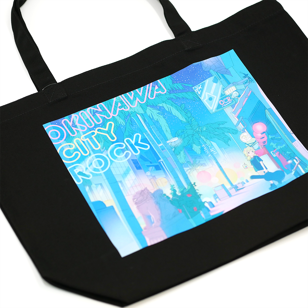 沖縄のキョウカちゃんトートバッグ（feat.国際通り）ブラック – 国際